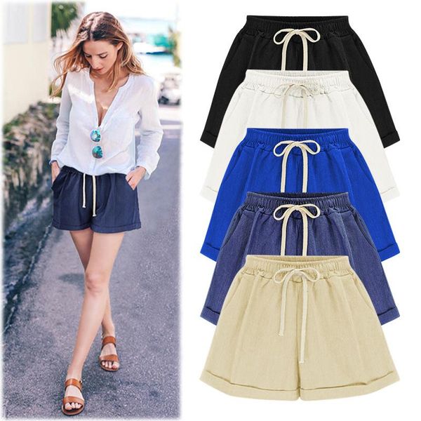 

women's shorts women fashion summer casual high waist plus size a line female slim cotton wide leg short 5xl 6xl, White;black