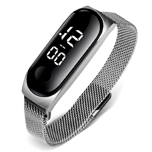 

wristwatches women's digital wrist watches 2021 electronic watch waterproof for girls alarm clock bracelet femme zegarek led, Slivery;brown