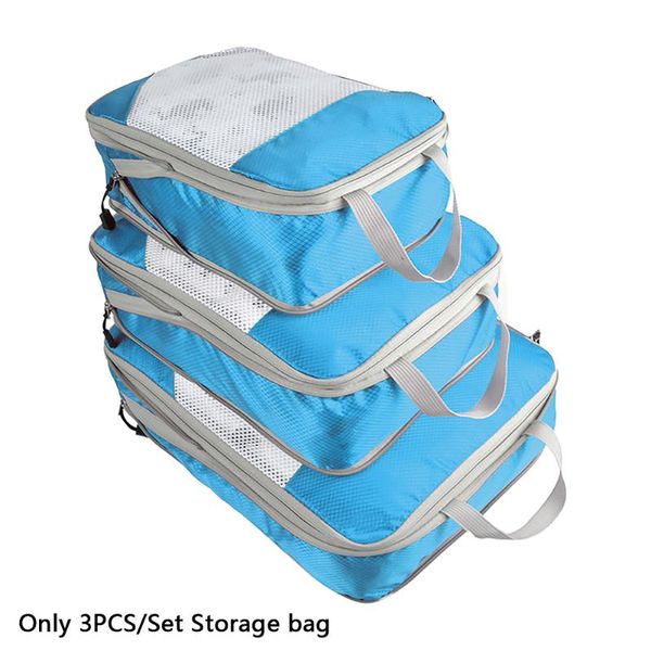 

storage bags 3pcs/set wear resistant packing cube with handle clothes camping holiday travel for suitcase mesh outdoor waterproof bag