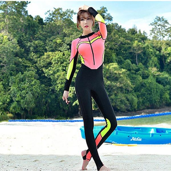 

swim wear long sleeve full body one piece surfing swimsuit for women snorkeling diving clothes korean style swimwear plus size swimming