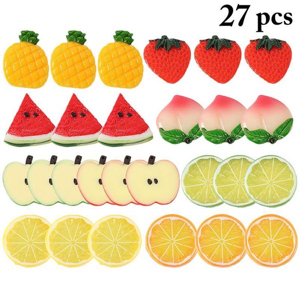 

party decoration 27pcs apple artificial mini orange slices resin fake fruit model wall sticker home kitchen wedding flowers decoratio