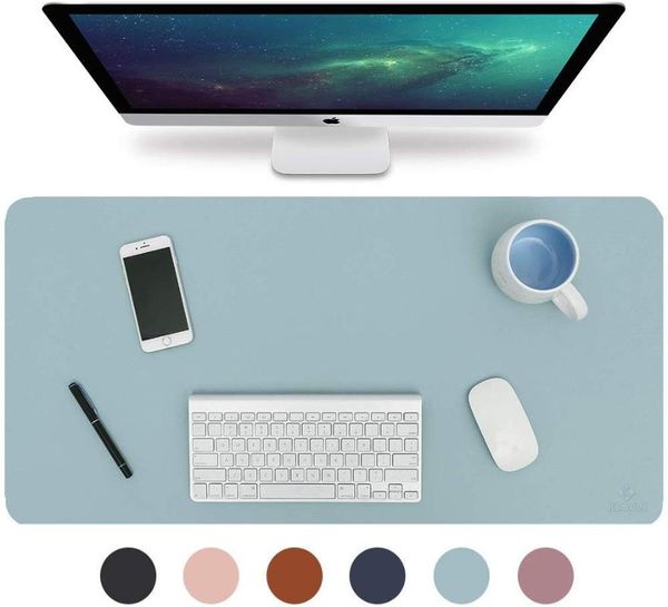 

mouse pads & wrist rests 1.5" x 15.7" pu leather desk blotter, lapmat, waterproof writing pad for office and home, dual-sided