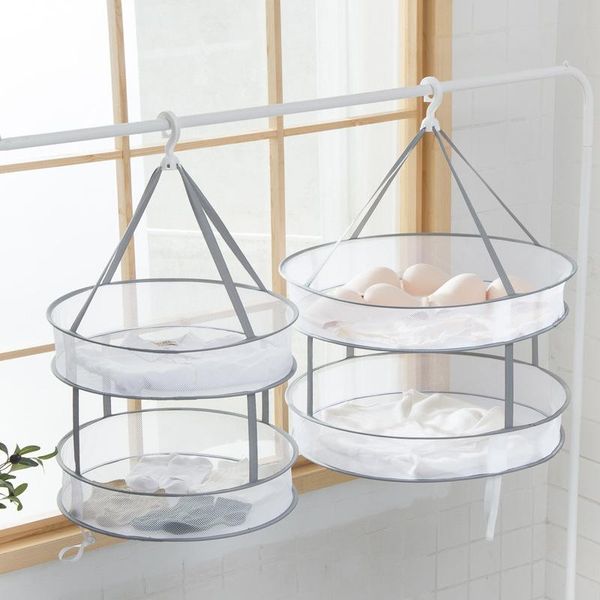 

hanging clothes drying basket mesh clothes laundry sweater net windproof folding multi-layer drying net household dryer