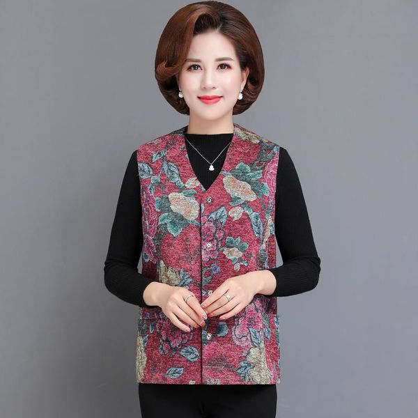 

women's vests vintage women jacket casual loose coat sleeveless xl-5xl plus size floral cardigan clothing, Black;white