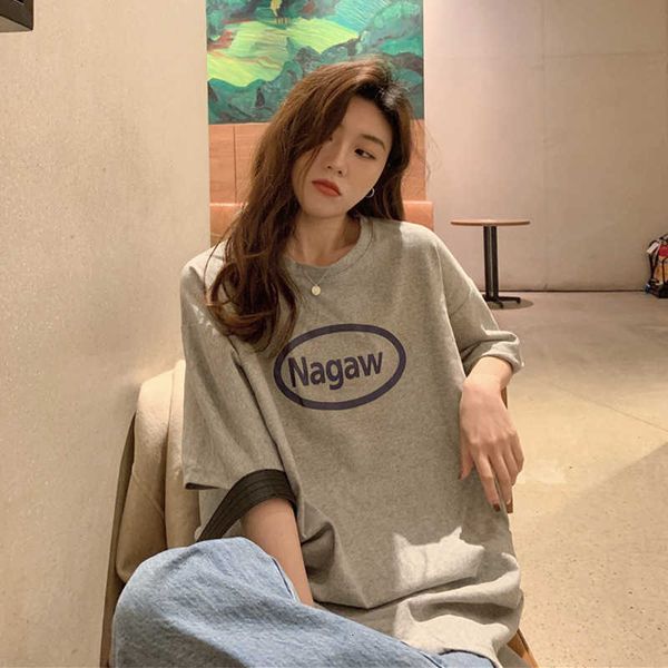 

women's t-shirt korean vintage letters print summer t-shirts women o-neck short sleeve casual shirts oversized streetwear boy, White