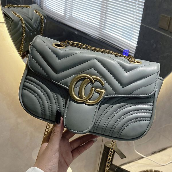 

cg 2021 new fashion women's texture embroidered rhombic crossbody popular versatile chain bag