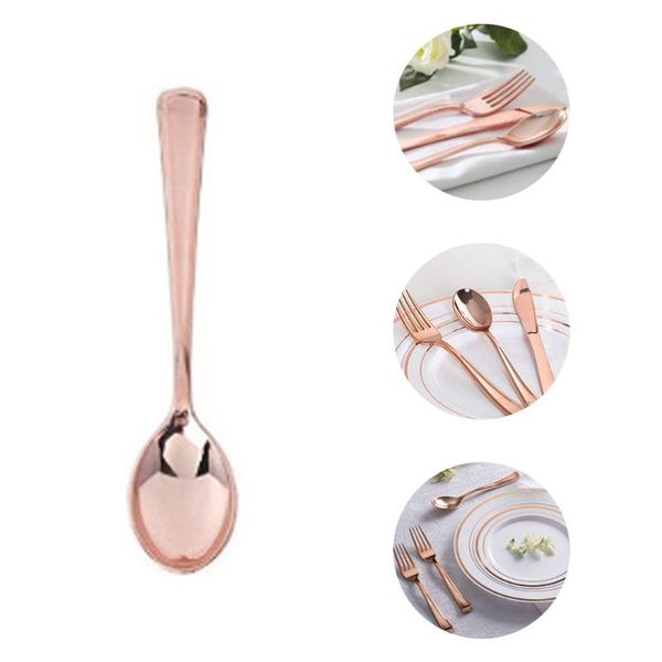 

disposable flatware 12pcs tableware set plastic forks spoons knifes rose gold for lunch dinner picnic wedding party home gift