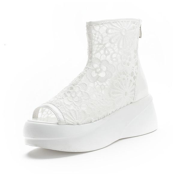 

white lace for women high upper shoes fish toe sandals fv7c, Black