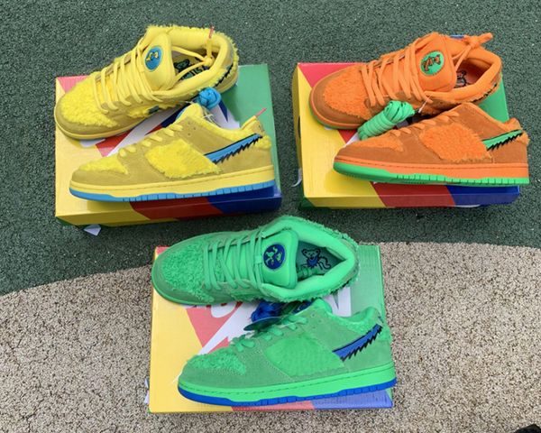 

shoes sb dk low x grateful dead skateboard orange green yellow bear casual runner outdoor trainers sneakers sports