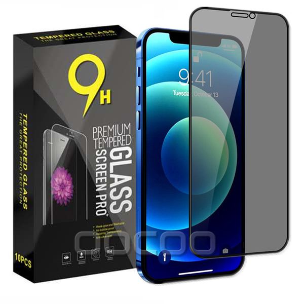 3D Anti Spy Peeping Glare Screen Protector Full Cover Privacy Vetro temperato per iPhone 14 14Pro 13 12 Mini 11 Pro Max XR XS X 8 7 Plus 6 Con pacchetto