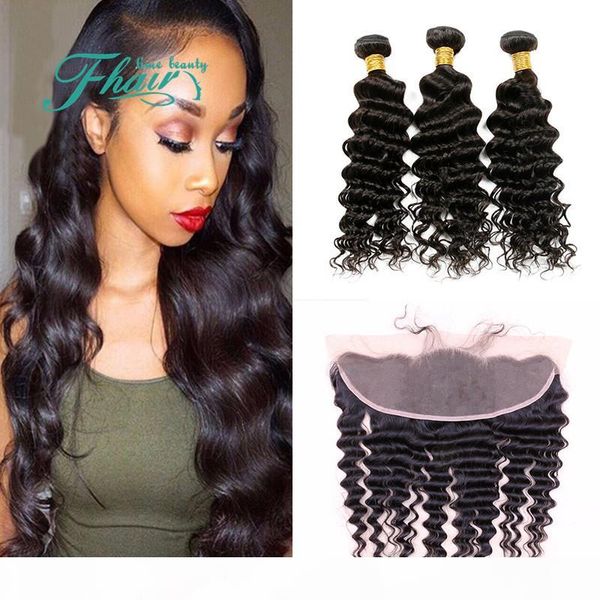 

factory outle brazilian hair with lace frontal closure 13x4, Black