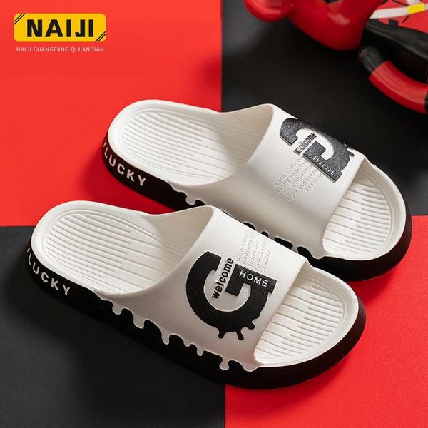 

slippers men indoor fashion slip-proof sandals beach shoes, Black