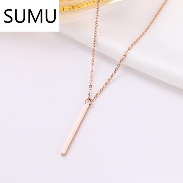 

pendant necklaces sumu stainless steel necklace for women lover's simple classic fashion stick gold engagement jewelry, Silver