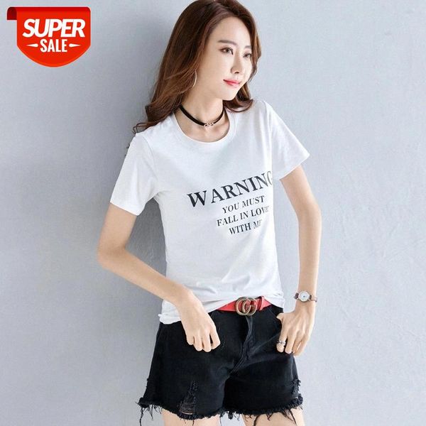 

sunfiz YF Summer 2019 Korean Version of Leisure Round Collar Short Sleeve Women's New Large Loose Letter T-shirt #Ok7v, White