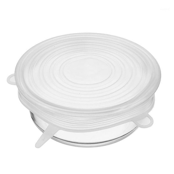 

storage bottles & jars 6pcs silicone reusable stretch lids airtight food wrap covers keeping fresh seal bowl stretchy cover kitchen cookware