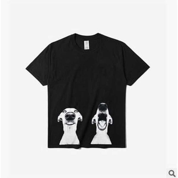 

men's t-shirts europe and american brand tshirt cotton short-sleeved funny dog print hong kong style t- 1yx1, White;black