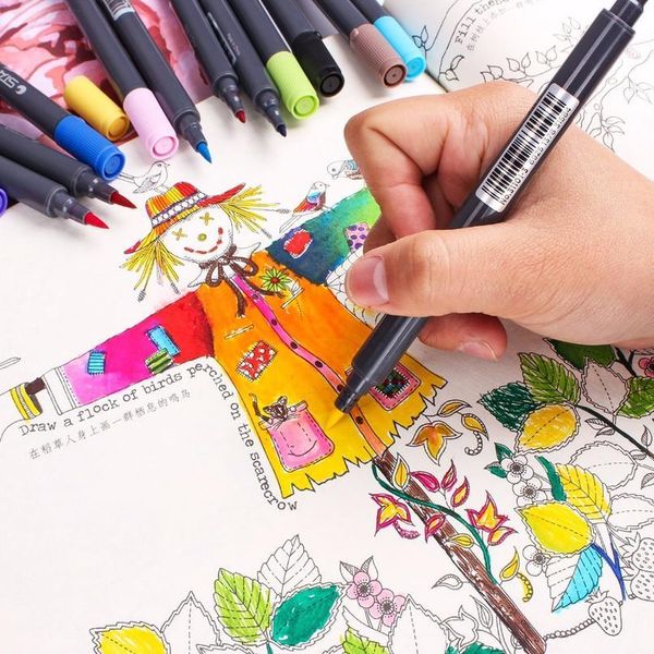 

premium graphic drawing manga water based ink twin tip dual nip brush sketch marker pen, set of 12/24/36/48/8 qyluzn