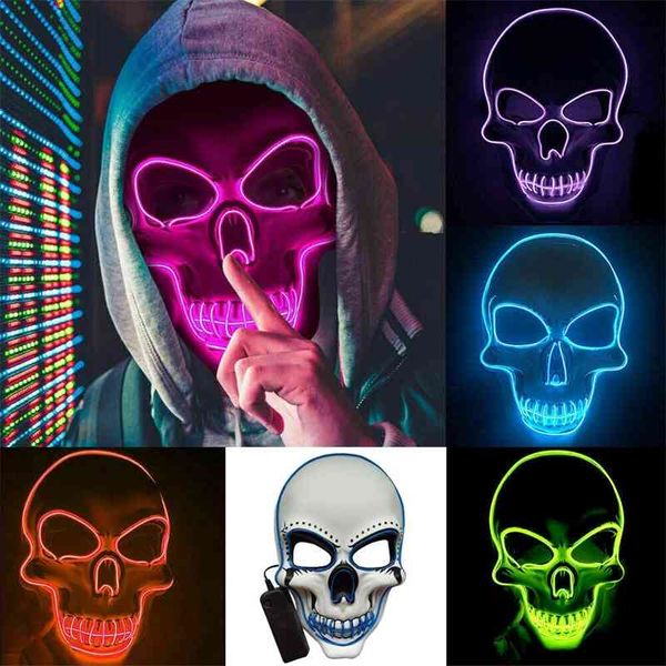 

halloween horror party ghost skull led luminous el cold light fluorescent mask