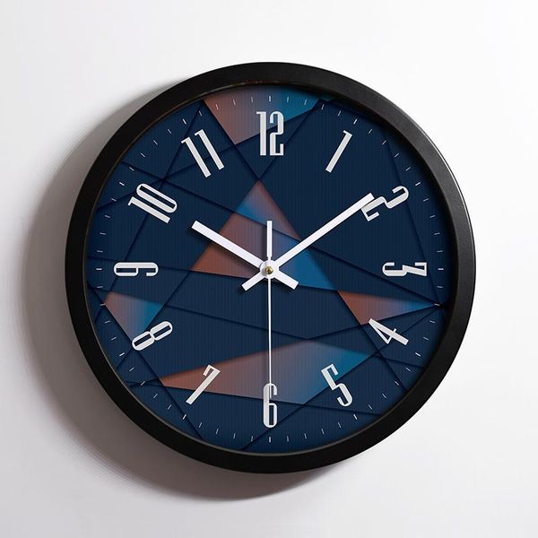 

12 inches geometric patterns aluminum silent wall clock living room clock watch craft gifts office coffee store home decoration