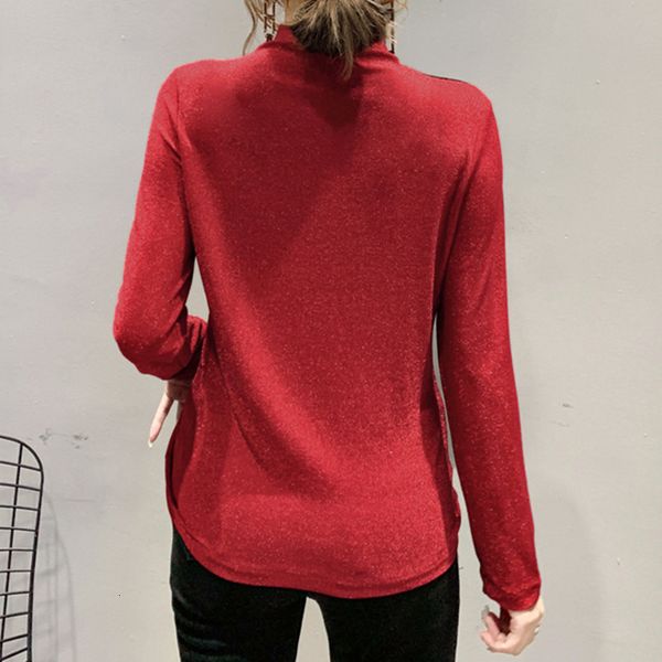 

2021 new fall winter european clothes t-shirt fashion color block women ropa mujer all match bright gold tees t00302a jizv, White