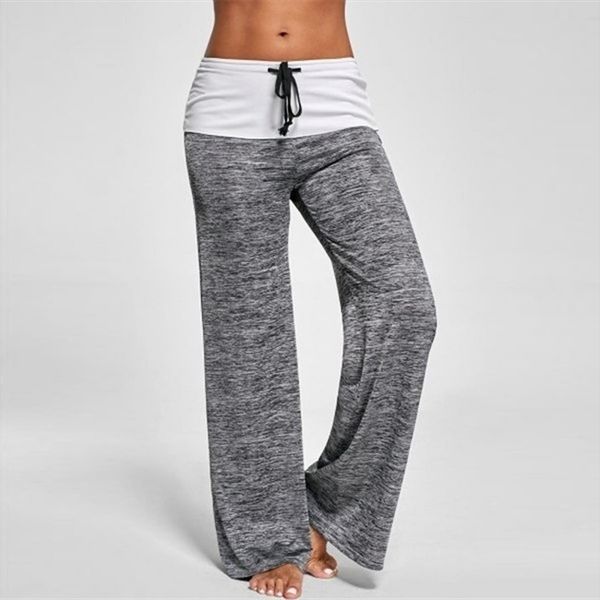 

patchwork quick drying outdoor casual womens capris wide leg sweatpants trousers plus size soft high waist, Black;white