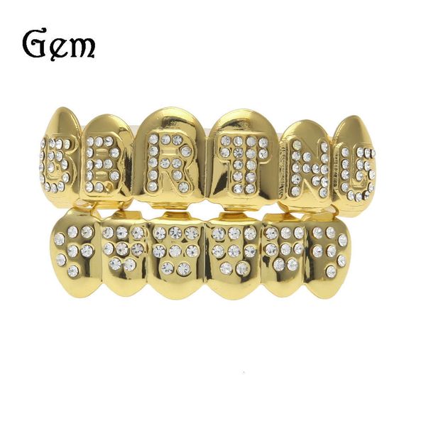 

selling gold plated english letters super drill a variety of styles with hip-hop braces, Silver