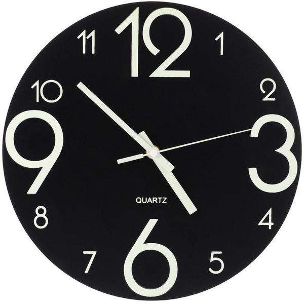 

mute luminous round shaped wall clock wooden wall hanging clock battery
