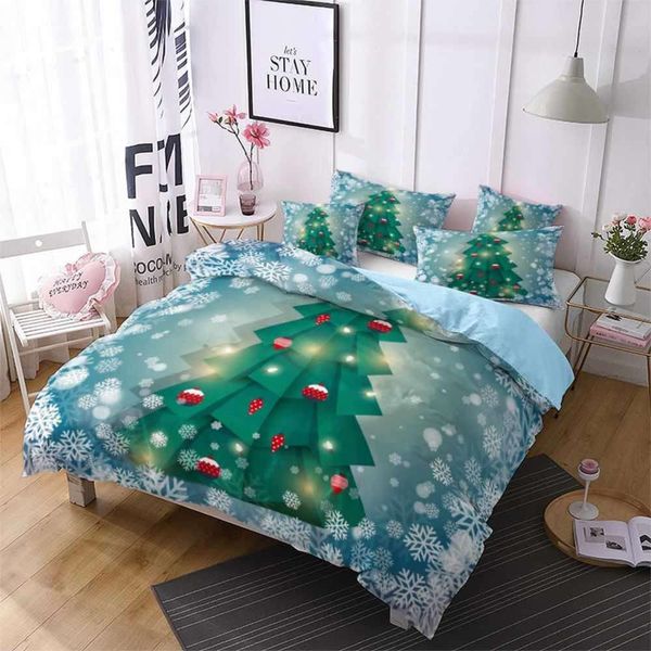 

green decorated tree bedding sets single double duvet cover pillowcase kids girls comforter set home bedspread christmas bed set
