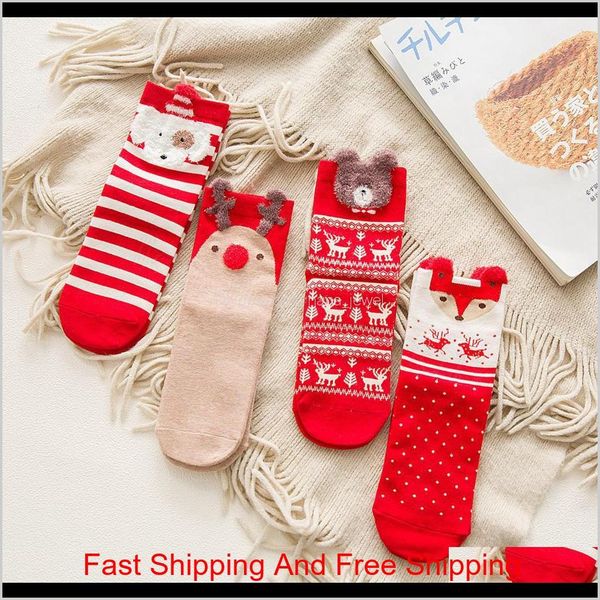 

christmas women's socks red cotton cartoon medium xmas ladies socks autumn winter cotton socks party gift 4pairs/lot ffa3228 9njzg vrp7