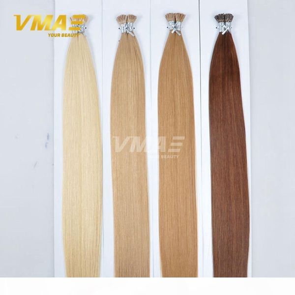 

vmae european russian 0.5g s 50g double drawn natural brown blonde straight keratin fusion pre bonded i tip virgin human hair extensions, Black