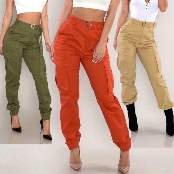 

high waist combat pockets army trousers casual loose high street wear women casual loose cargo pants, Black;white