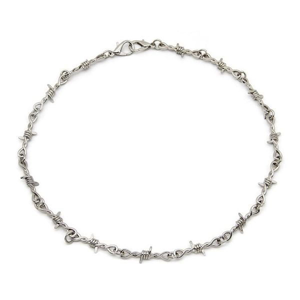 

chains wire brambles necklace man and women hip-hop punk barbed link chain choker gifts for friends collares de moda, Silver