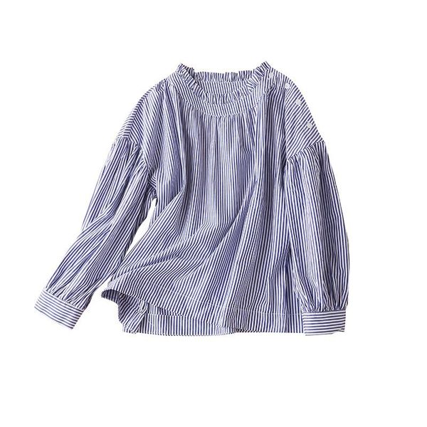 

blusones de mujer long sleeve women cotton blend striped blouses for women fall 2021 shirts blouses, White