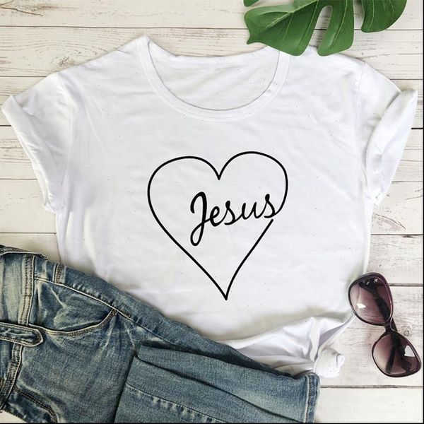 

jesus heart print t shirt vintage christian valentine gift tshirt women summer inspiring religious church graphic tees, White