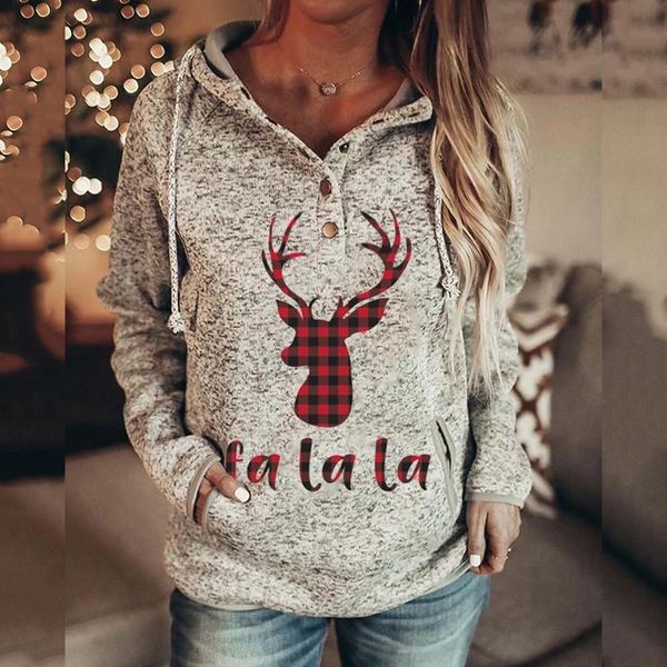 

2021 christmas fun letter print buttons hoodies women sweatshirts vintage winter loose casual plus size new fashion designer btn3, Black