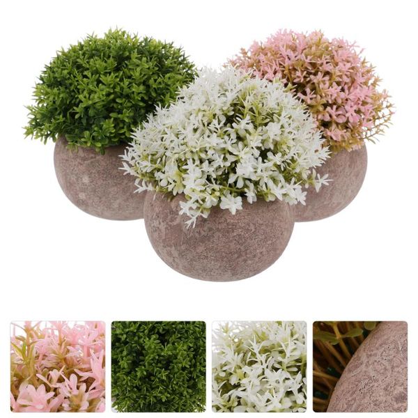 

3 pcs small greenery plants home decor for bedroom office bathroom decorations
