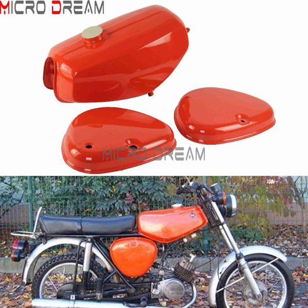 

motorcycle fuel system oem orange banana shape gas tanks with 2x side covers protector for simson s50/s51/s70 steel oil petrol tank kit