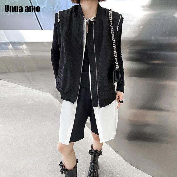 

women's vests unua amo autumn fashion hit color patchwork women vest coats loose casual long waistcoat female streetwear pockets outwea, Black;white