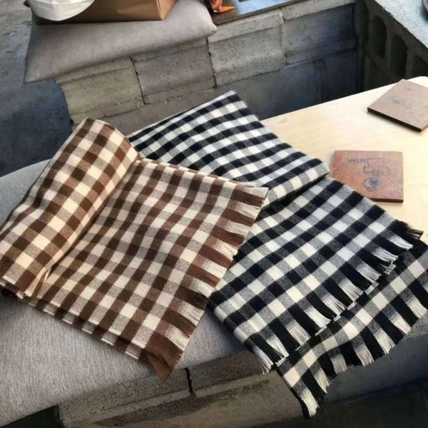 

korean plaid warp knitted scarf grown in momo winter thermal tassel, Blue;gray