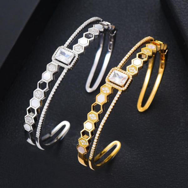 

earrings & necklace kellybola romantic luxury geometric stackable bangle ring jewelry set for women wedding bridal zirconia party daily, Silver