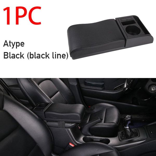 

car organizer armrest with cup holder universal pu leather storage box soft elbow suppoty cushion movable pad