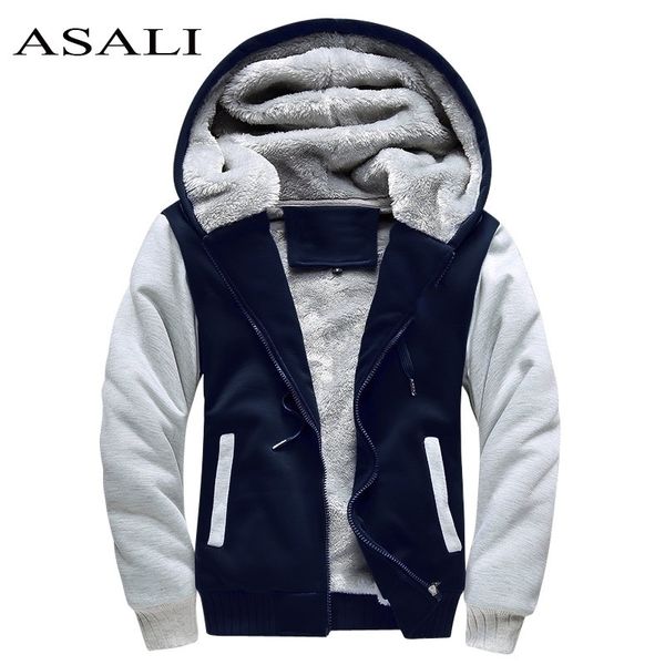 ASALI Bomber Jacket Men New Brand Winter Thick Warm Fleece Zipper Coat per Mens SportWear Tuta da uomo con cappuccio europeo 201112