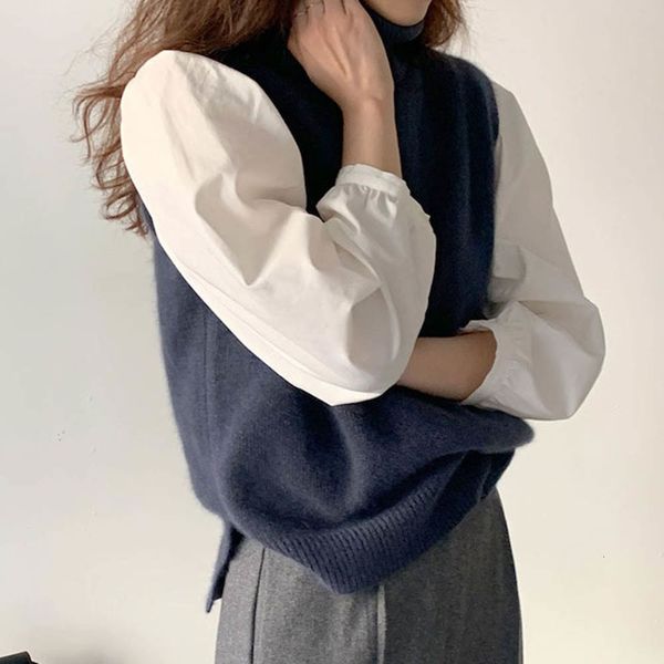 

new 2021 japanese fashion two piece spring suit autumn simple round collar long sleeve shirt is popular a e6ab, White