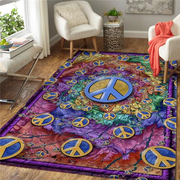 

peace 3d printed carpet mat for living room doormat flannel print bedroom non-slip floor rug 01