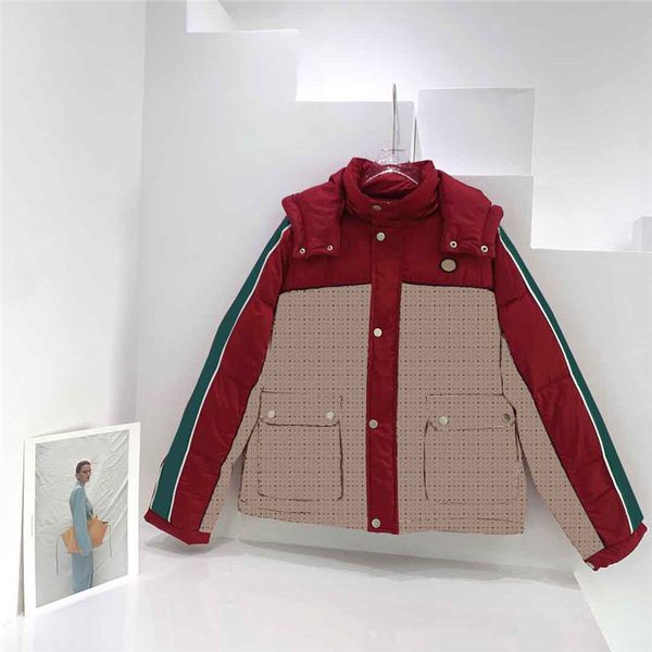 

new designer zipper hooded down coat couple double letter printed parkas women men warm thick outerwear, Black