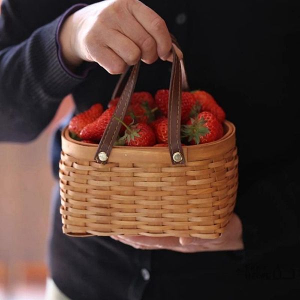 

picnic basket natural woven bamboo outdoor picnic party bbq storage basket fruit vegetable egg flower