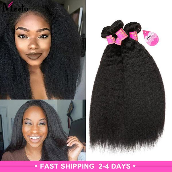 

8a brazilian virgin hair kinky straight 4 bundles 100% human hair extension brazillian yaki straight brazilian virgin hair coarse yaki, Black