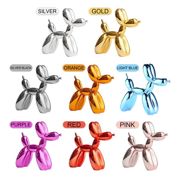 

8 colors resin shiny balloon dog shape statue art sculpture figurine craftwork children birthday gift home decorations c0220