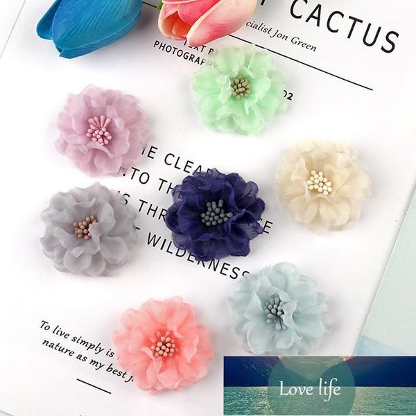 10 adet Şifon Çiçekler Butik Saç Aksesuarları DIY Çiçek Şapkalar Moda Aksesuar Saç Çiçekler Headband için Hiçbir Klip