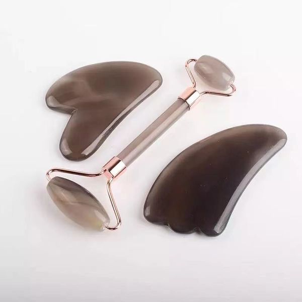 Natural Agate Rack Roller Massager Ferramentas de Levantamento Ferramentas Slim Facial Gua Sha Pedra Anti-Envelhecimento Skinke Cuidados de Beleza Caixa De Skincare Produto